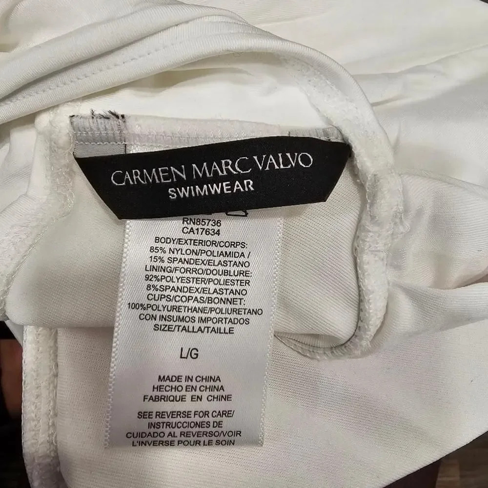 NWOT Carmen Marc Valvo White Swimsuit Top Size L - Picture 3 of 8